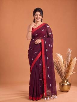 Aparna - Wine Pure Cotton Saree