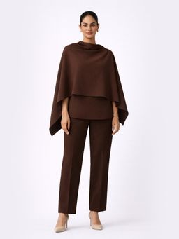 Backup Studio - Mocha Brown Drape Co-Ord Set
