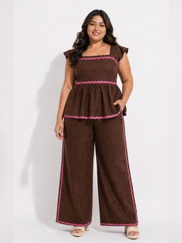 Backup Studio - Brown Peplum Co-Ord Set