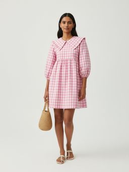 Backup Studio - Pink Gingham A Line Short Dress
