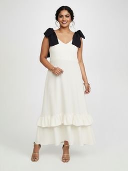 Backup Studio - Ivory Tiered Dress with Bow