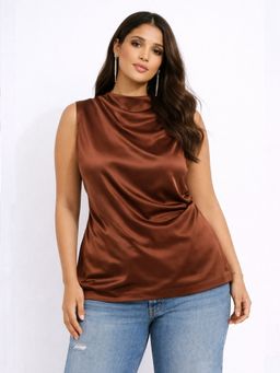 Backup Studio - Brown Sleek Sleeveless Top