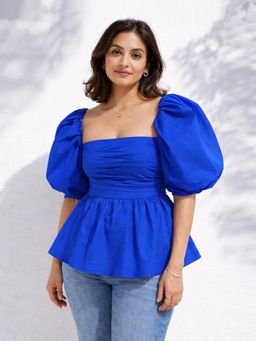 Backup Studio - Elysian Blue Peplum Top