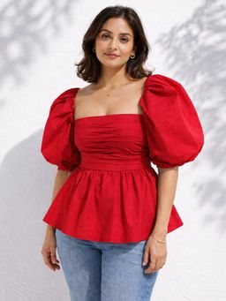 Backup Studio - Elysian Red Peplum Top