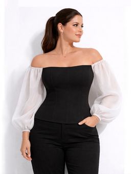 Backup Studio - Black Off-Shoulder Corset Top