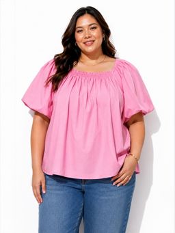 Backup Studio - Rosalie Pink Puff Sleeve Top