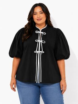 Backup Studio - Black Chinese Tie Up Top