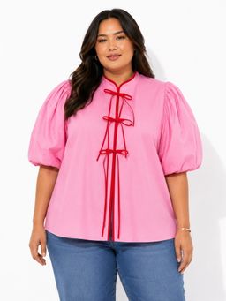 Backup Studio - Pink Chinese Tie Up Top