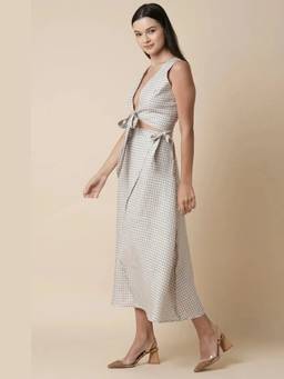B Label - White Checks Aria Tie Top