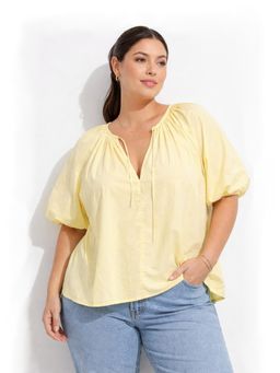 Backup Studio - Yellow Puff Sleeve Peasant Top