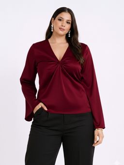Backup Studio - Red Satin Gathered Top