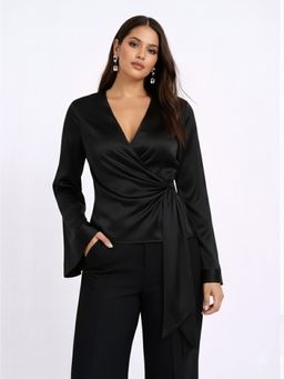 Backup Studio - Black Satin Wrap Top