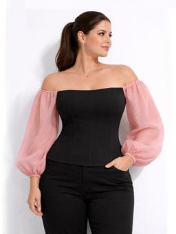 Backup Studio - Pink Off-Shoulder Corset Top