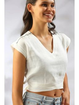 B Label - White Slim Fit Cropped Cider Top
