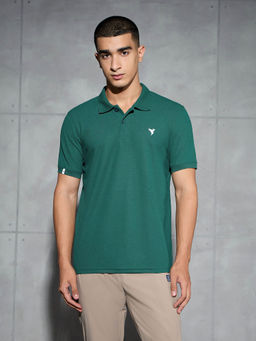 Technosport - Men Solid Slim Fit Polo Sports T-Shirt with Matpiq