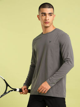 Technosport - Men Solid Slim Fit Round Neck Sports T-Shirt with Cot Flex