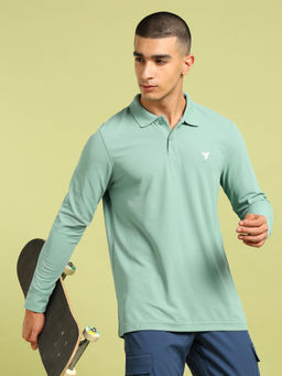 Technosport - Men Solid Slim Fit Polo Sports T-Shirt with Matpiq