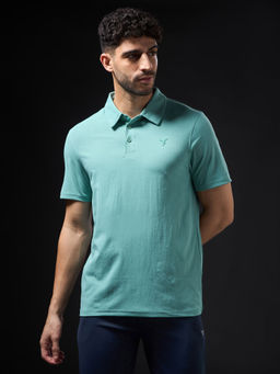 Technosport - Men Solid Slim Fit Polo Sports T-Shirt with Cot Flex