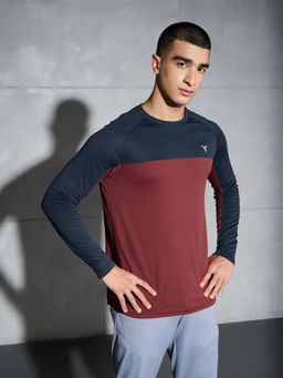 Technosport - Men Colorblock Slim Fit Round Neck Sports T-Shirt with Techno Cool+