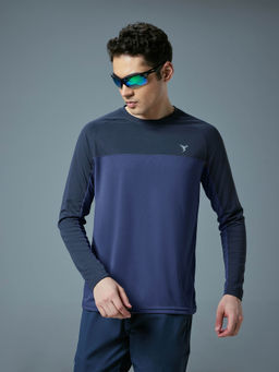 Technosport - Men Colorblock Slim Fit Round Neck Sports T-Shirt with Techno Cool+