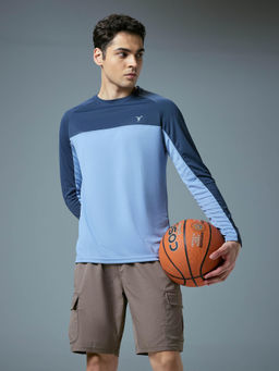 Technosport - Men Colorblock Slim Fit Round Neck Sports T-Shirt with Techno Cool+