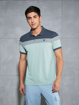 Technosport - Men Colorblock Slim Fit Polo Sports T-Shirt with Matpiq