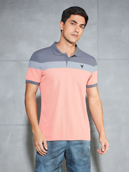 Technosport - Men Colorblock Slim Fit Polo Sports T-Shirt with Matpiq