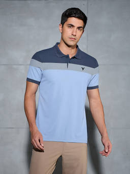 Technosport - Men Colorblock Slim Fit Polo Sports T-Shirt with Matpiq