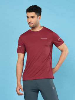 Technosport - Men Solid Slim Fit Round Neck Sports T-Shirt with Double Cool