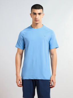 Technosport - Men Solid Slim Fit Round Neck Sports T-Shirt with Cot Flex