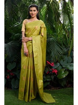 Beatitude - Green Handwoven Kota Banswara Silk Saree with Unstitched Blouse