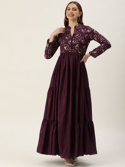 Ethnovog - Ready To Wear Purple Chinon Sequins Gown