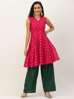 Ethnovog - Ready To Wear Multi-Color Embroidered Chanderi Kurta with Pant (Set of 2)