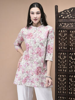 Shree - Women Cotton Multicolor Floral Print Kurti