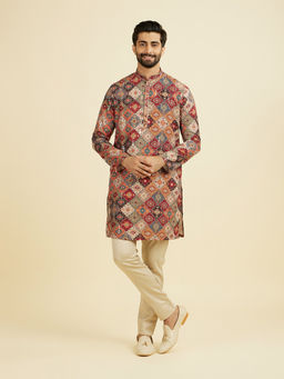 Manyavar - Multi-Color Printed Cotton Kurta and Pant