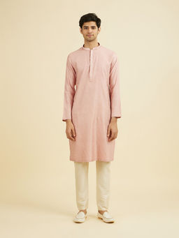 Manyavar - Pink Self Design Viscose Blend Kurta and Pyjama