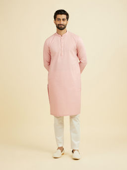 Manyavar - Peach Self Design Viscose Blend Kurta and Pyjama
