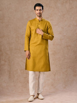 Manyavar - Green Self Design Viscose Blend Kurta and Pyjama