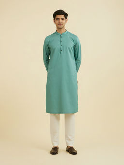 Manyavar - Green Self Design Viscose Blend Kurta and Pyjama