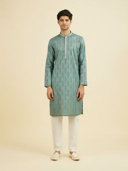 Manyavar - Green Self Design Art Silk Kurta and Pyjama