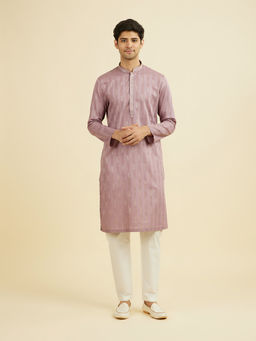 Manyavar - Purple Self Design Art Silk Kurta and Pyjama