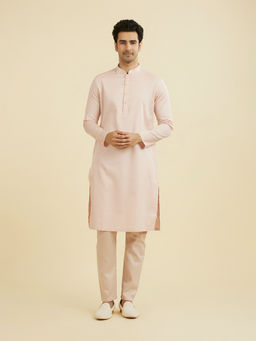 Manyavar - Pink Solid Art Silk Kurta and Pyjama