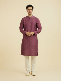 Manyavar - Pink Embroidered Viscose Blend Kurta and Pyjama