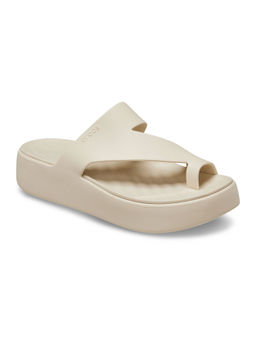 Crocs - White Getaway Platform Toe Loop Sandals