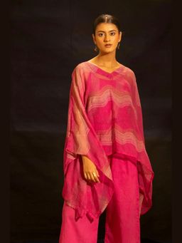 Banana Labs - Women'S Illume Kota-Doria Shocker Pink Kaftan with Slip