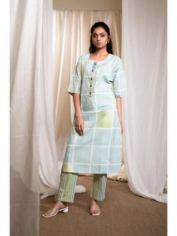 Banana Labs - Marina Block-Block Blue Kurta