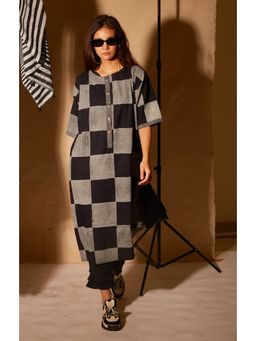 Banana Labs - Black Checkerboard Mono Kurta