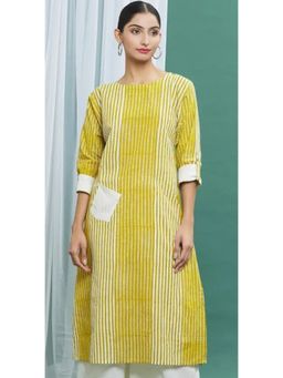Banana Labs - Yellow Straight Cotton Printed Kurta
