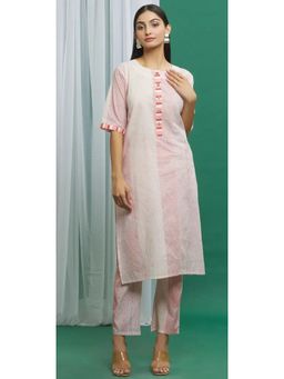 Banana Labs - Clove Pink Cotton Stripe Pattern Kurta