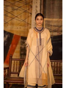 Banana Labs - Sequence Beige Chock Block Kota Kurta with Printed Slip